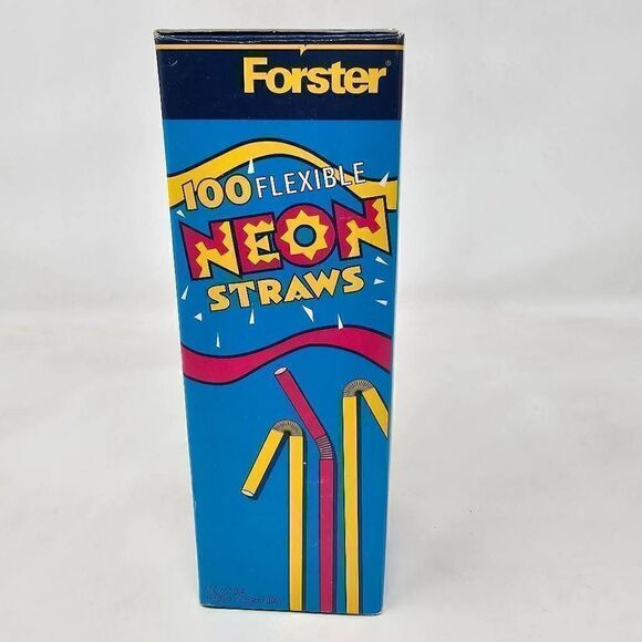 VINTAGE 1998 DIAMOND FORSTER 100 FLEXIBLE NEON PLASTIC STRAWS PARTY NOS BENDY - Picture 3 of 4